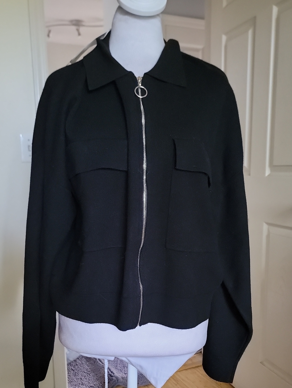 Mng Collection Black Zip-Front Women's Jacket